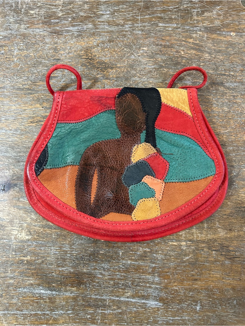 Vintage Carlos Falchi Patchwork Belt Bag in Red with Colorful Inlay